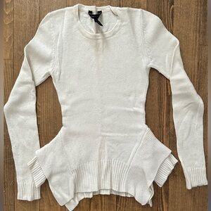 BCBGMAXAZRIA White Peplum Sweater